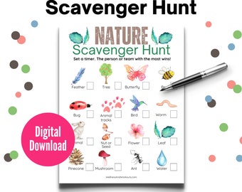 Nature Scavenger Hunt, Nature Lover I Spy Kids Activity, Outdoor Treasure Hunt Printable,  Homeschool Printable, Family / Kids Camping Game
