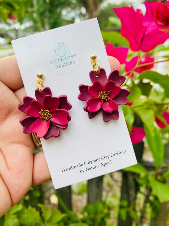 Magenta Floral Dangles