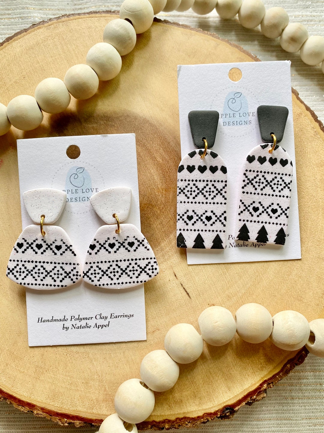 Black and White Christmas Earrings