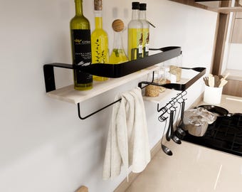 Modern Kitchen Wall Shelf, Wooden Wall Shelf Set of 2, Bathroom Wall Shelf, Storage Shelf, Shelf for Living Room, Wall shelf wood 42cm