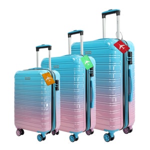 Hartschalen Koffer Trolley, Erweiterbares Handgepäck,Large,XLarge-mit personalisierbarem Aluminium Gepäckanhänger-aus ABS+PC mit TSA Schloss
