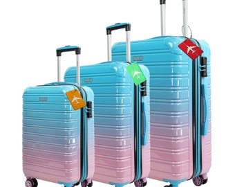 Expandable Carry-On Luggage - with Personalizable Aluminum Luggage Tag - Hard-Shell Suitcase Trolley Made of ABS+PC with TSA Lock