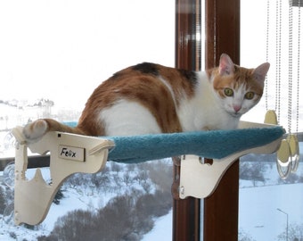 Cat Window Perch, Cat Window Seat, Cat hammock, Cat window bed, Wooden cat shelves, Modern cat furniture