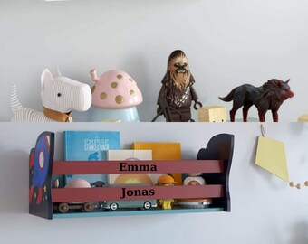 Wooden Wall Bookshelf for Children, Wooden Floating Shelf, Customizable Wooden Floating Bookshelf and Shelf