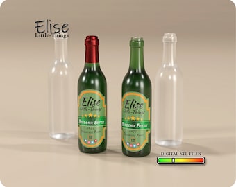 Bordeaux Wine Bottles STL – 1:12 Scale Dollhouse Barware