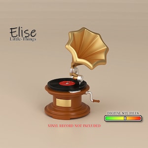 1:12 scale Vintage Record Player, Antique Gramophone, 3D Printable Dollhouse Accessories, High Quality STL Files for 3D Printing Miniature