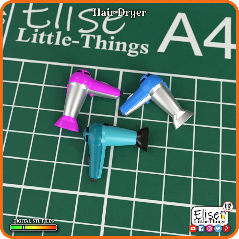 1:12 Hair Dryer 3D Printable Dollhouse Accessory High - Etsy