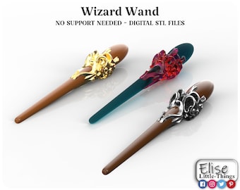 1:1 Wizard Wand, STL 3D Print, FDM or Resin Printer, Halloween Costume Prop
