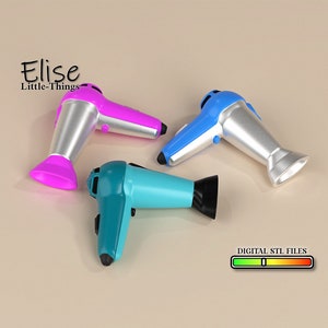 1:12 scale Hair Dryer, 3D Printable Dollhouse Accessory, High Quality STL Files for 3D Printing Miniature