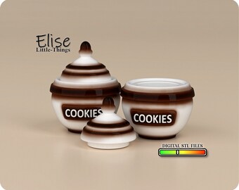 Dollhouse Cookies Jar STL File, 1:12 Scale Miniature Kitchen (Digital Download)