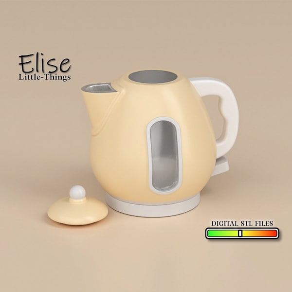 1:12 Electric Kettle, 3D Printable Dollhouse Kitchen, High Quality STL Files for 3D Printing