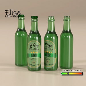 1:12 scale Beer Bottle 330ml, 3D Printable Dollhouse Kitchen, High Quality STL Files for 3D Printing Miniature