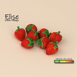 1:12 scale Strawberries Fruit, Printable Dollhouse Food and Fruits, High Quality STL Files for 3D Printing
