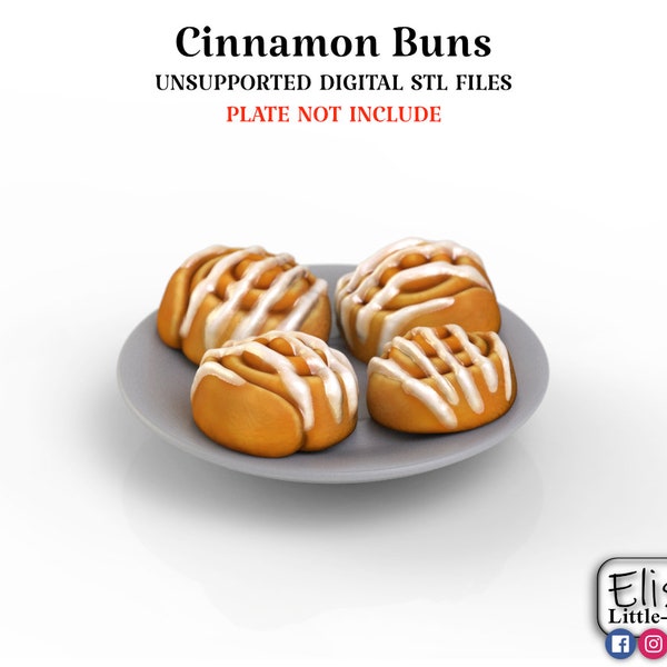 1:12 Cinnamon Buns, 3D Printable Dollhouse Miniature, High Quality STL Files for 3D Printing