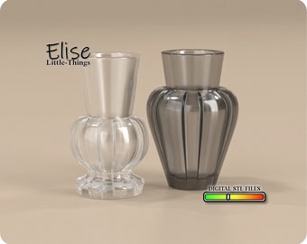 Set of 2 Flower Vases STL – 1:12 Scale Dollhouse Miniature Decor