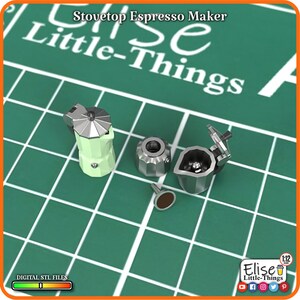 1:12 Stovetop Espresso Maker, 3D Printable Dollhouse Kitchen, High Quality STL Files for 3D Printing Miniatures byElise Little-Things