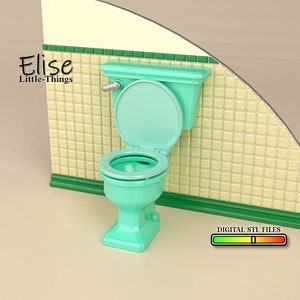 1:12 scale Toilet with Opening Seat Kit, 3D Printable Dollhouse Bathroom, High Quality STL Files for 3D Printing Miniature
