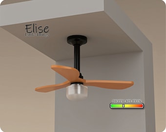 Ceiling Fan Lamp STL – 1:12 Scale Dollhouse Lighting Decor