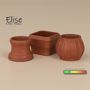 1:12 scale Plants pot set are perfect for 3D print dollhouse and decorating your dollhouse