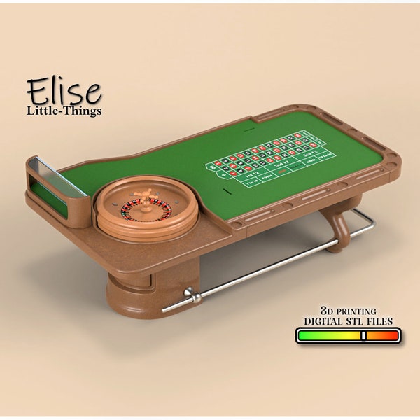1:12 Casino Roulette Wheel Table Kit, 3D Printable Dollhouse Decor, High Quality STL Files for 3D Printing Miniature