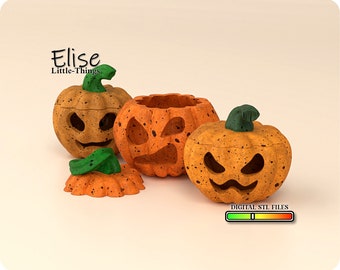 Carved Pumpkin Set of 3, Dollhouse Fall Decor 3D STL Files