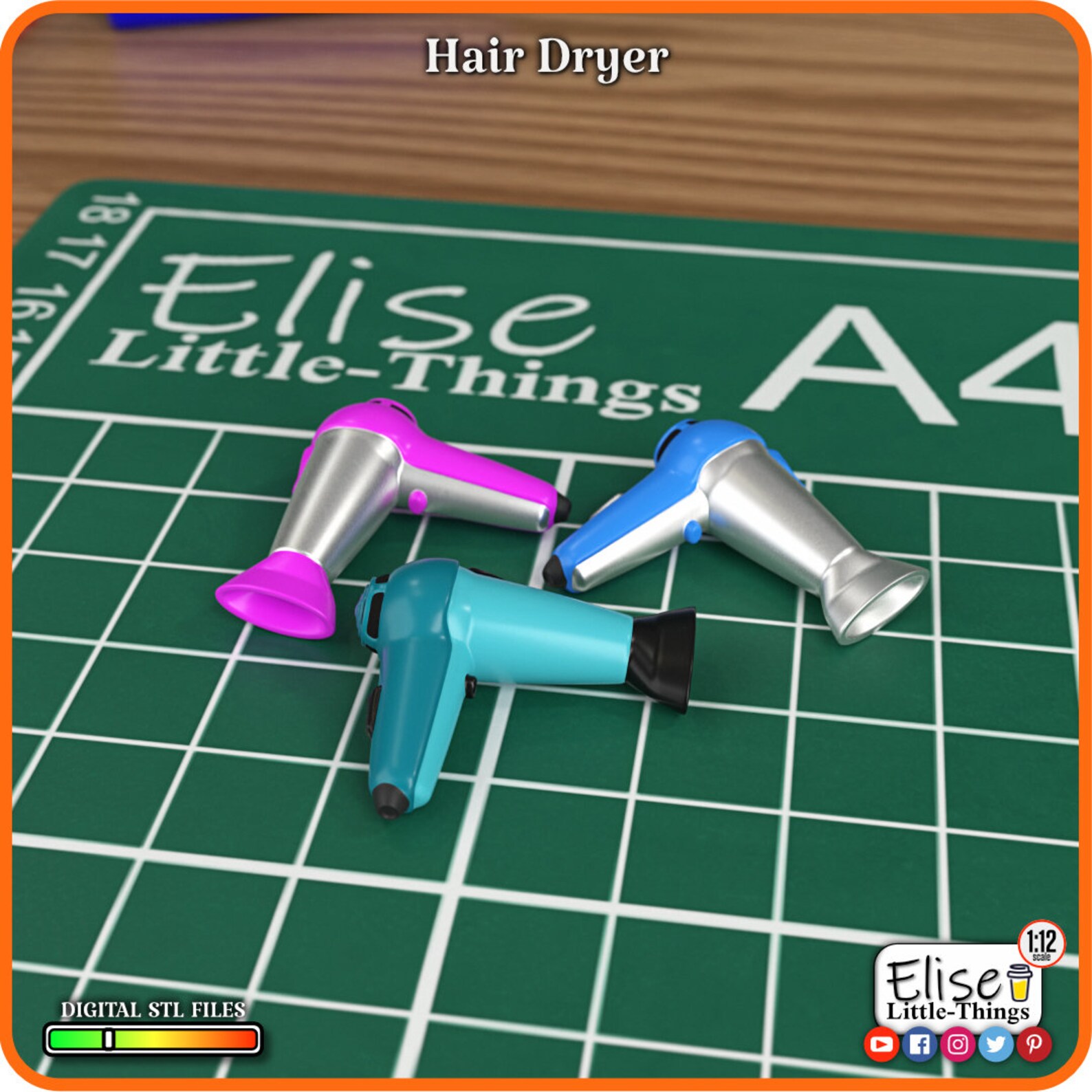 112 Hair Dryer 3D Printable Dollhouse Accessory High Etsy