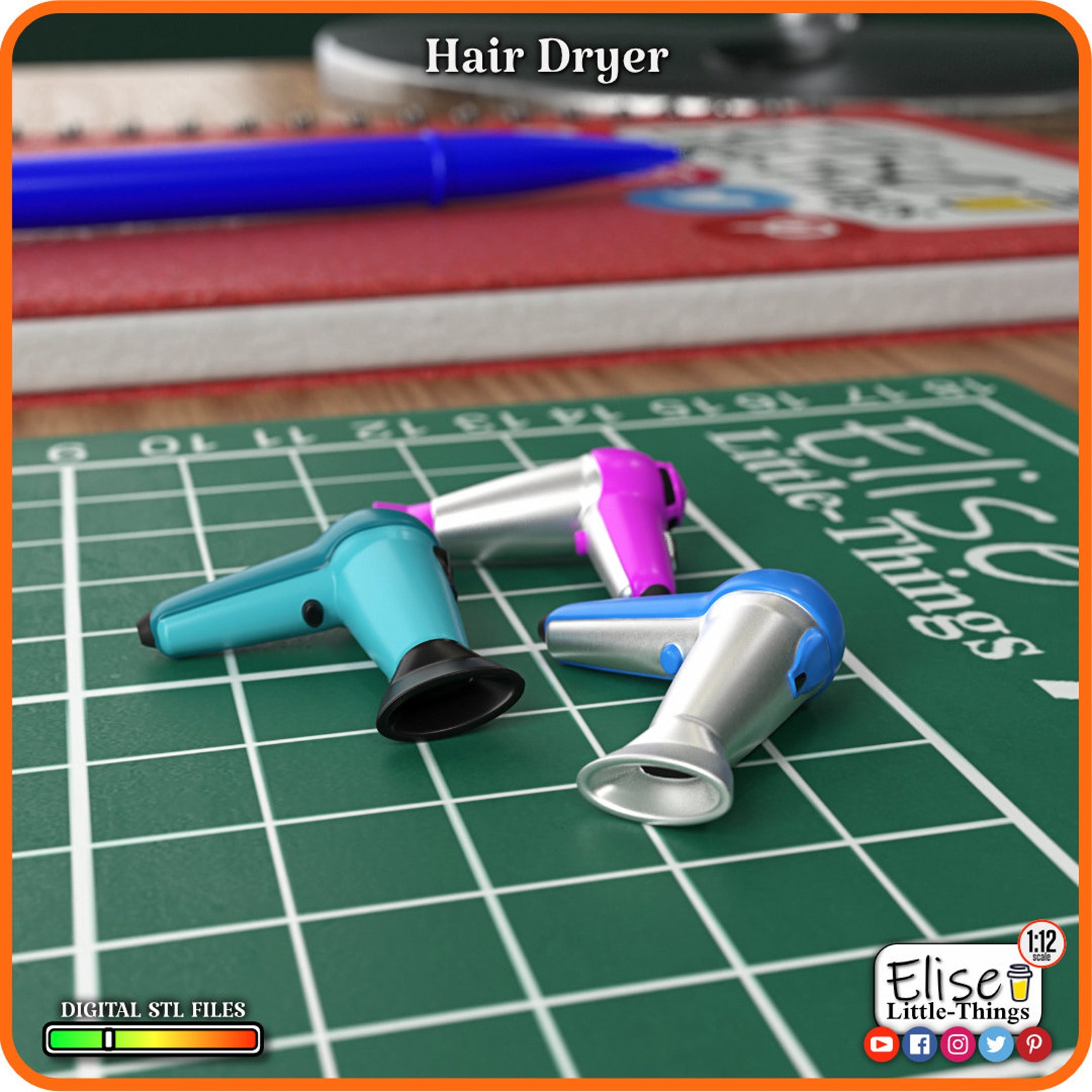 112 Hair Dryer 3D Printable Dollhouse Accessory High Etsy