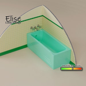 1:12 scale Bathtub Kit, 3D Print Dollhouse Bathroom Bathing Tub, High Quality STL Files for 3D Printing Miniature Soaking Tub Bath