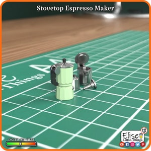 1:12 Stovetop Espresso Maker, 3D Printable Dollhouse Kitchen, High Quality STL Files for 3D Printing Miniatures byElise Little-Things