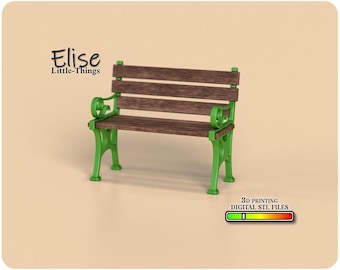 Park Garden Bench STL – 1:12 Scale Dollhouse Outdoor Furniture