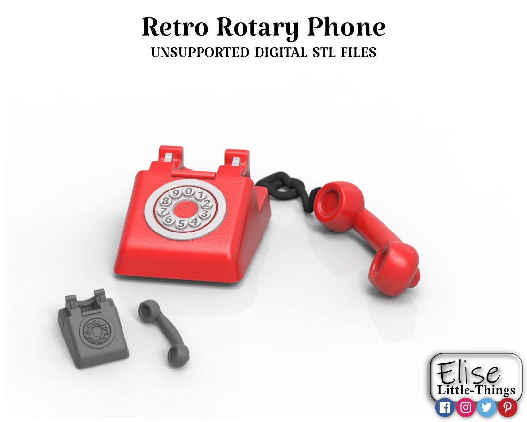 Retro Ride Stl 1:12 Scale Red Retro Rotary Phone, 3D Printable Dollhouse Accessory ...