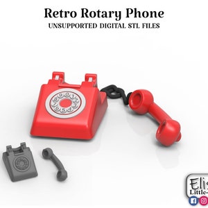 1:12 Red Retro Phone, 3D Printable Dollhouse Accessory, High Quality STL Files for 3D Printing