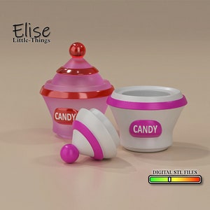 1:12 Candy Stash Jar, 3D Print Dollhouse Kitchen Food, High Quality STL Files for 3D Printing