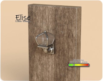 May include: A silver metal outdoor wall lamp with a clear glass shade. The lamp is mounted on a wooden surface. The text "Elise Little-Things" is visible at the top of the image. The text "3D Printing Digital STL Files" is visible at the bottom of the image.