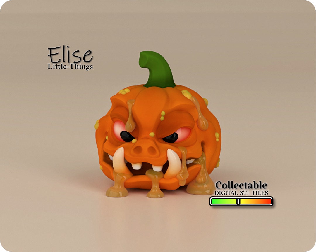 Spooky Sweet Pumpkin Head Figurine for Dollhouses: Digital STL File for
