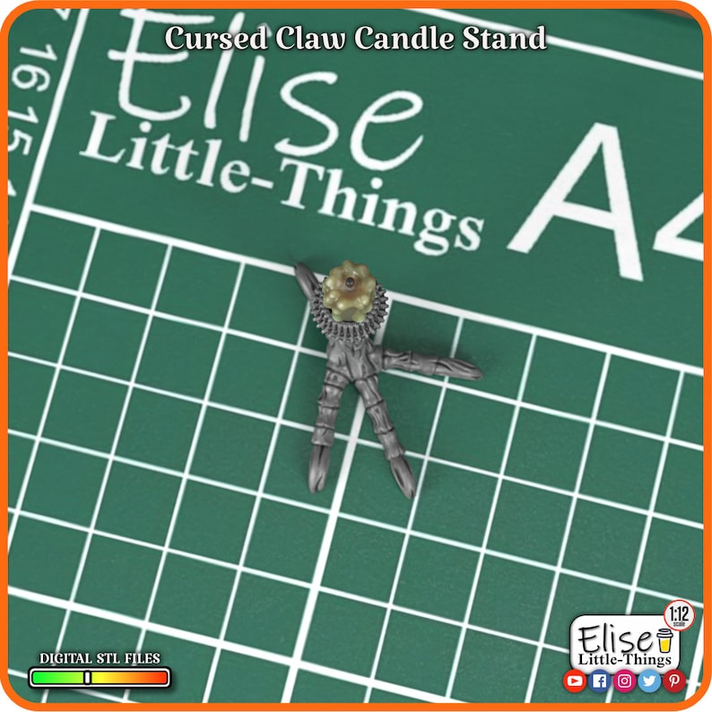 1:12 Cursed Claw Candle Stand, 3D Printable Dollhouse Decor, Halloween High Quality STL Files for 3D Printing Collectable by Elise Little-Things