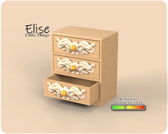 Tall 3-Drawer Nightstand STL – 1:12 Scale Dollhouse Bedside Table