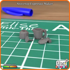 1:12 Stovetop Espresso Maker, 3D Printable Dollhouse Kitchen, High Quality STL Files for 3D Printing Miniatures byElise Little-Things