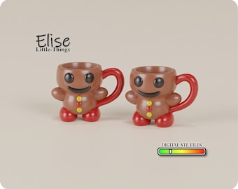 1:12 Scale Gingerbread Man Dollhouse Mugs, 3D Printable STL File