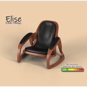 1:12 scale Mid-Modern Armchair, 3D Printable Dollhouse Decor, High Quality STL Files for 3D Printing Miniature