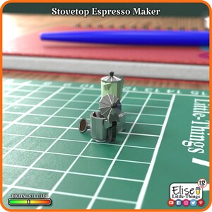 1:12 Stovetop Espresso Maker, 3D Printable Dollhouse Kitchen, High Quality STL Files for 3D Printing Miniatures byElise Little-Things