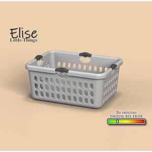 1:12 scale Laundry Basket, 3D Printable Dollhouse Bathroom, High Quality STL Files for 3D Printing Miniature