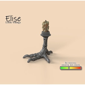 Suporte para velas em forma de garra amaldiçoada em escala 1:12, decoração para casa de bonecas imprimível em 3D, arquivos STL de alta qualidade para impressão 3D colecionáveis