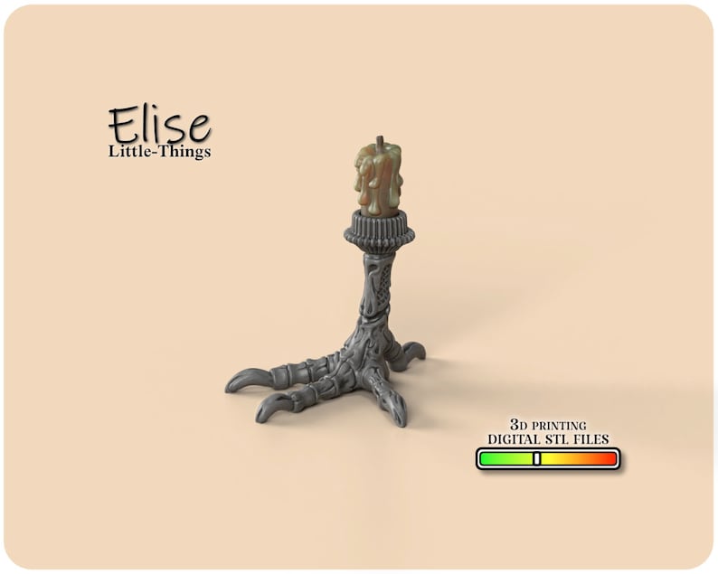 1:12 Cursed Claw Candle Stand, 3D Printable Dollhouse Decor, Halloween High Quality STL Files for 3D Printing Collectable by Elise Little-Things