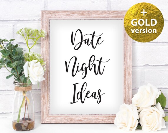 Date Night Ideas Printable Sign Wedding Reception Digital Etsy