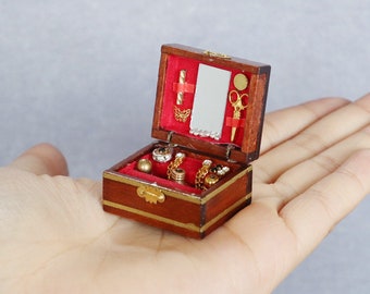 AirAds Dollhouse 1/12 Miniatures Classic Wooden Jewelry Box /Doll House Accessory Room Decor