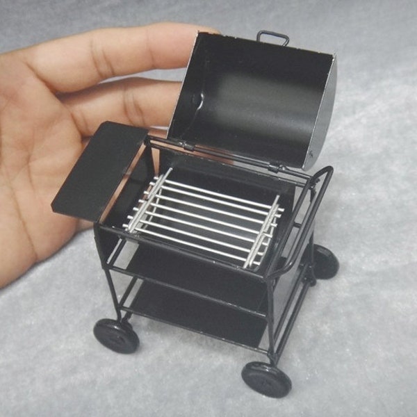 AirAds Dollhouse 1/12 Miniatures BBQ Grill with Cover Barbeque Backyard Dummy Barbecue