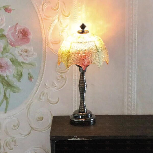 AirAds 1:12 Scale Dollhouse Miniature desk lamp beautiful colorful table light bed side light