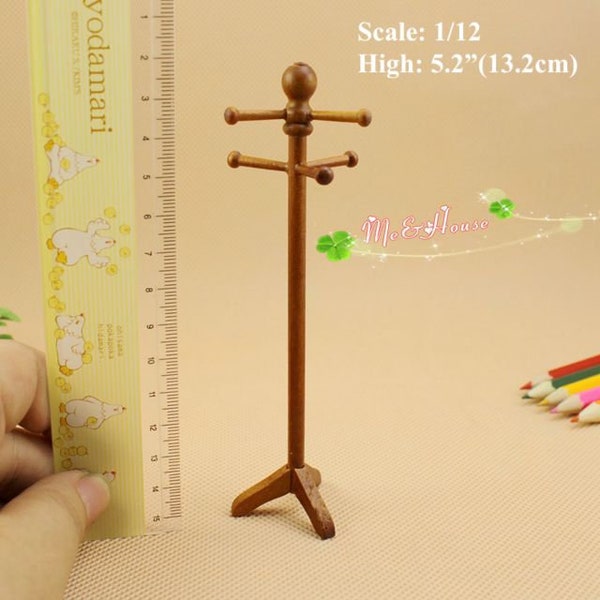 AirAds Dollhouse Furnitures 1:12 Miniatures Wood Coat Hat Tree Doll House Hat Tree
