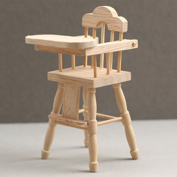 AirAds Dollhouse 1: 12 meubles miniatures Chaise de salle à manger pour bébé inachevée